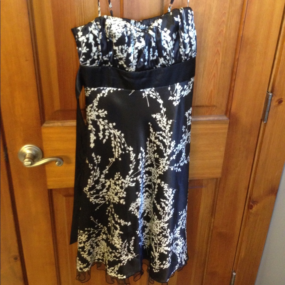 Black and white silk dress